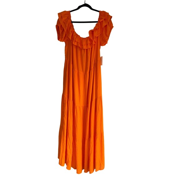 Forever 21 Dresses & Skirts - Forever 21 Girl Soul Orange Ruffle Off Shoulder Tiered Maxi Dress Plus 2X NWT